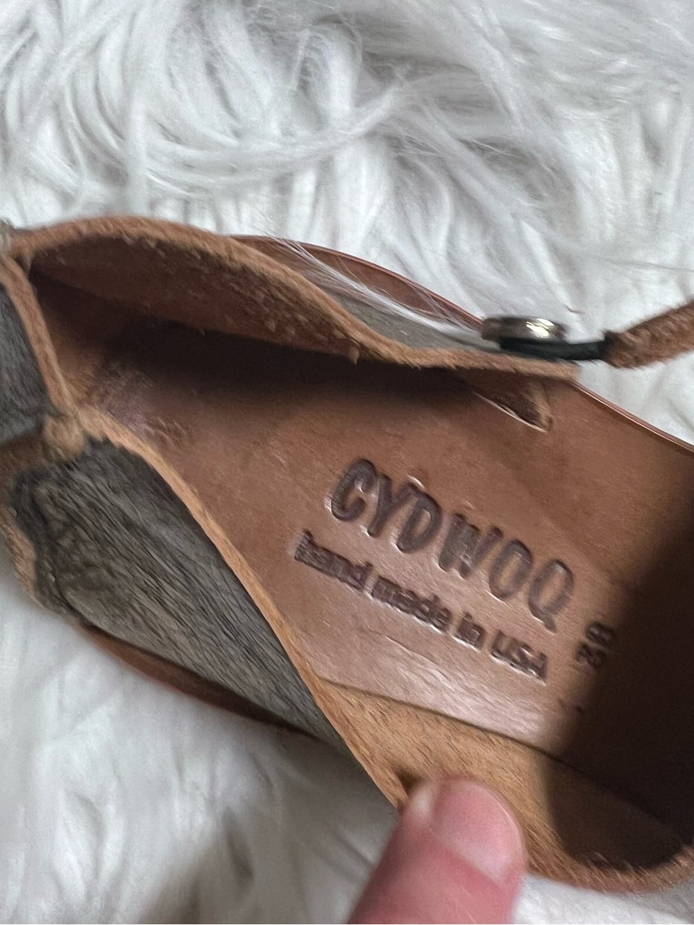 Cydwoq Leather Ankle Strap Sandal in Warm Brown - Picture 3 of 8